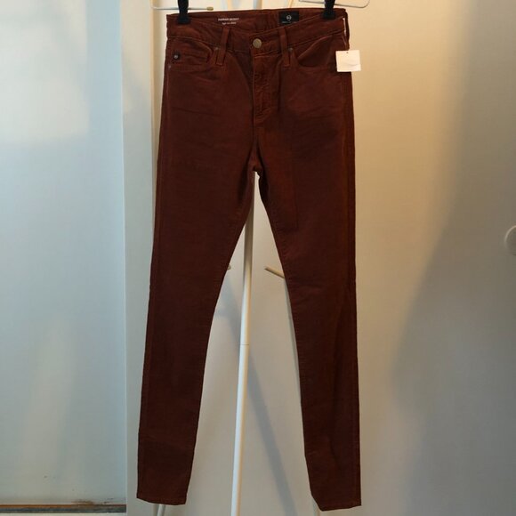 AG FARRAH SKINNY ANKLE HIGH RISE SPICED MAPLE STRETCH VELVET 25 NWT - Picture 2 of 16